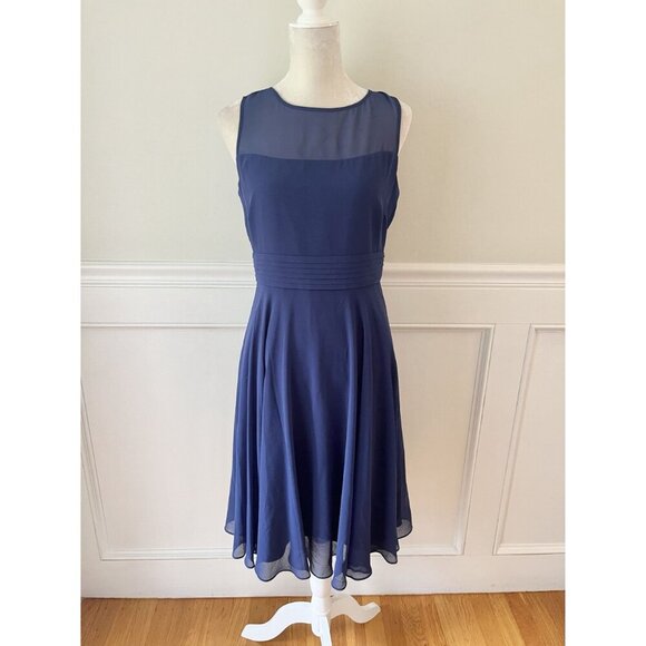 Hobbs London Ashling Dress Chiffon Bow Back Blue 8 - Picture 3 of 9